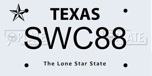 SWC88 Texas License Plate