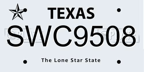SWC9508 Texas License Plate