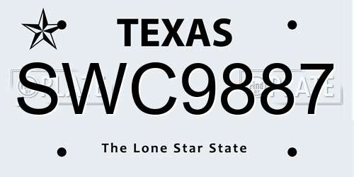 SWC9887 Texas License Plate
