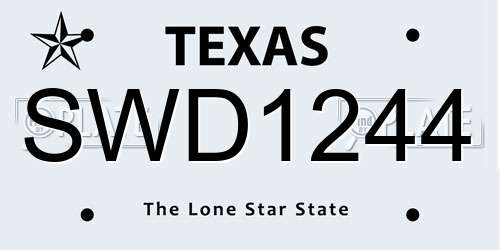 SWD1244 Texas License Plate