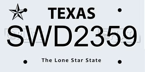SWD2359 Texas License Plate