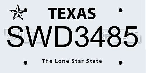 SWD3485 Texas License Plate