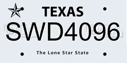 SWD4096 Texas License Plate