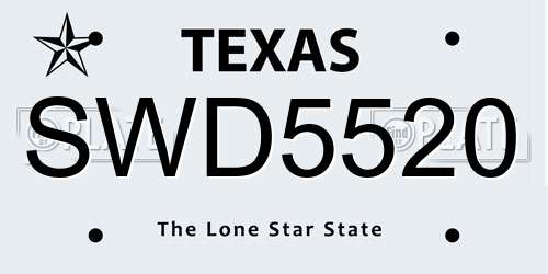 SWD5520 Texas License Plate