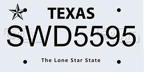 SWD5595 Texas License Plate