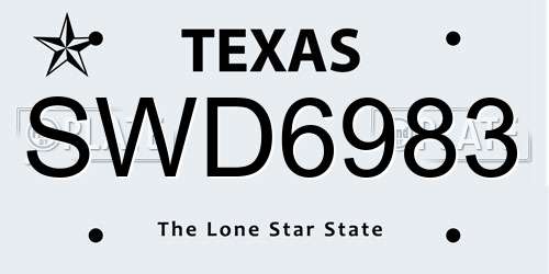 SWD6983 Texas License Plate