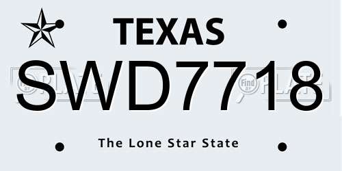 SWD7718 Texas License Plate