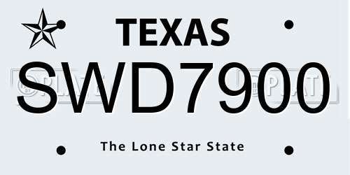 SWD7900 Texas License Plate