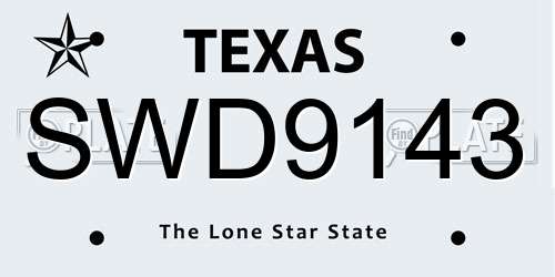 SWD9143 Texas License Plate