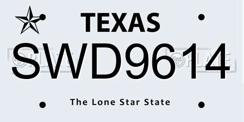 SWD9614 Texas License Plate