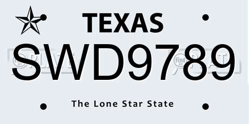 SWD9789 Texas License Plate