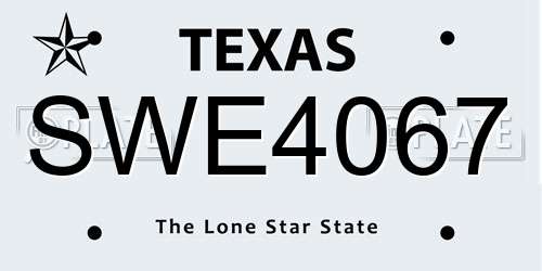 SWE4067 Texas License Plate