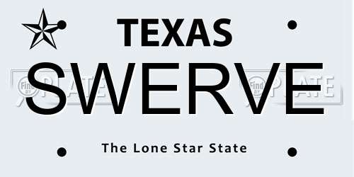 SWERVE Texas License Plate