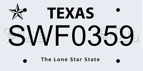 SWF0359 Texas License Plate