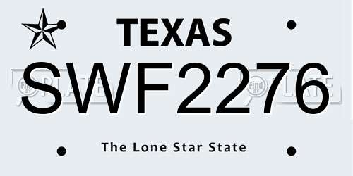 SWF2276 Texas License Plate