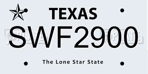 SWF2900 Texas License Plate