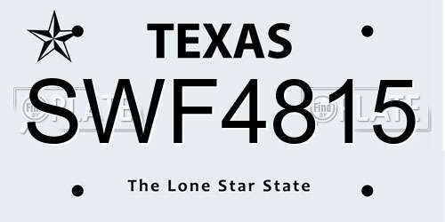 SWF4815 Texas License Plate