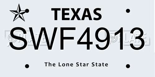 SWF4913 Texas License Plate
