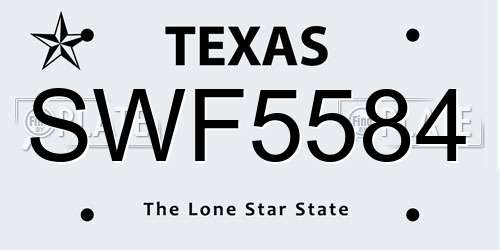 SWF5584 Texas License Plate