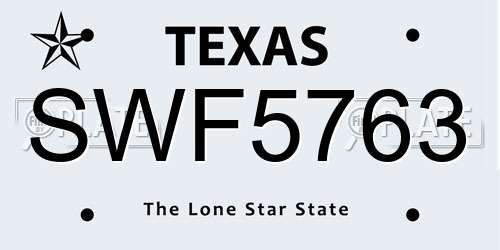 SWF5763 Texas License Plate