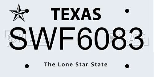 SWF6083 Texas License Plate