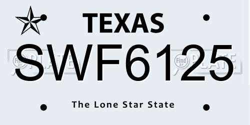 SWF6125 Texas License Plate