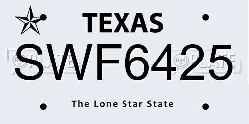 SWF6425 Texas License Plate