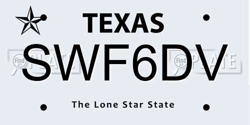SWF6DV Texas License Plate