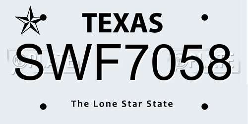 SWF7058 Texas License Plate