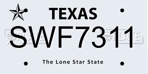 SWF7311 Texas License Plate
