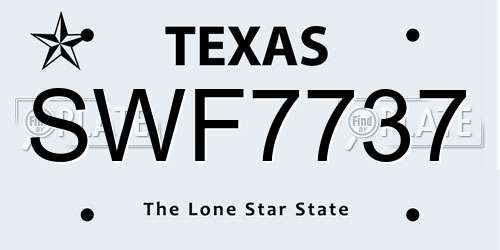 SWF7737 Texas License Plate