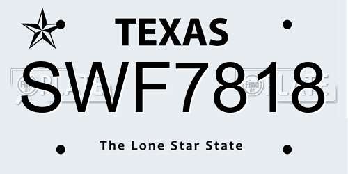 SWF7818 Texas License Plate