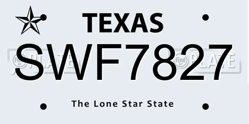 SWF7827 Texas License Plate