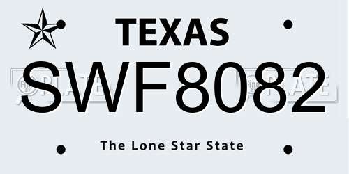 SWF8082 Texas License Plate