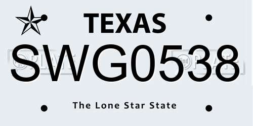 SWG0538 Texas License Plate