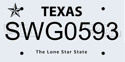 SWG0593 Texas License Plate