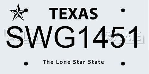 SWG1451 Texas License Plate