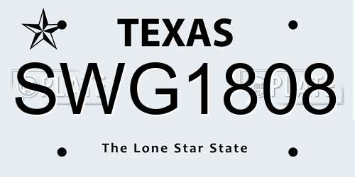 SWG1808 Texas License Plate