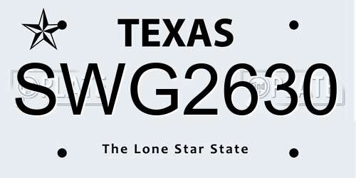 SWG2630 Texas License Plate