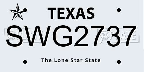 SWG2737 Texas License Plate