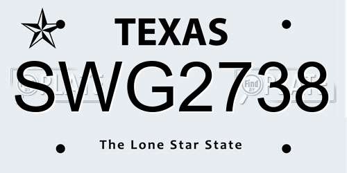 SWG2738 Texas License Plate