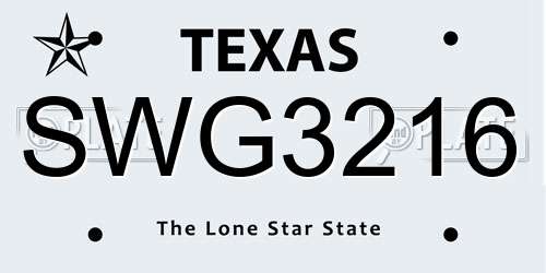 SWG3216 Texas License Plate