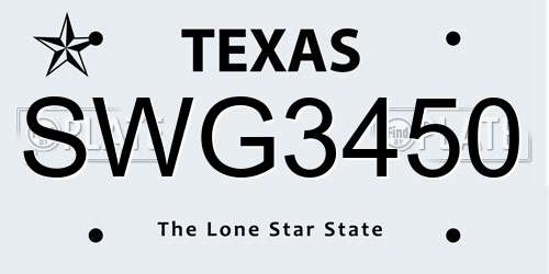 SWG3450 Texas License Plate