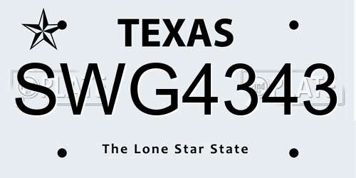 SWG4343 Texas License Plate