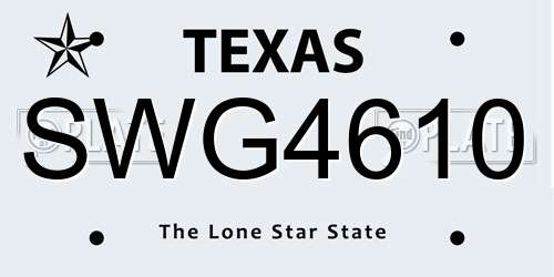 SWG4610 Texas License Plate