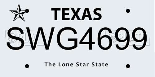 SWG4699 Texas License Plate