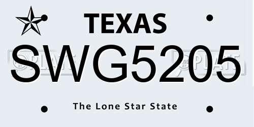 SWG5205 Texas License Plate