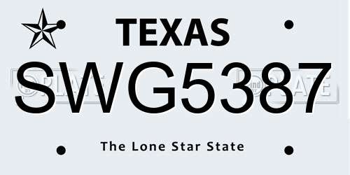SWG5387 Texas License Plate