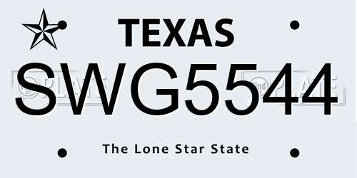 SWG5544 Texas License Plate