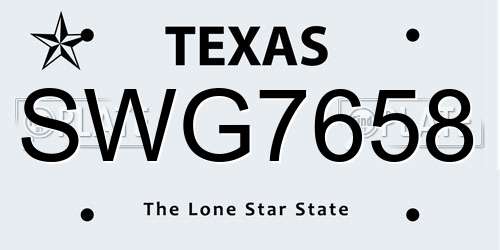 SWG7658 Texas License Plate